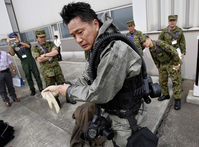 Lính phòng hoá Singapore, Nhật Bản, Hàn Quốc tham gia tập trận ở sân bay Nhật Bản